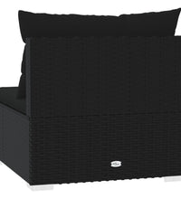 Garten-Mittelsofa mit Kissen Schwarz Poly Rattan