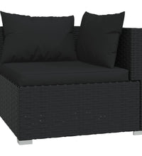 3-tlg. Garten-Lounge-Set mit Kissen Schwarz Poly Rattan