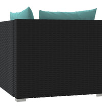 2-Sitzer-Sofa mit Kissen Schwarz Poly Rattan