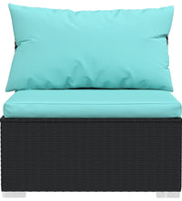 3-Sitzer-Sofa mit Auflagen Schwarz Poly Rattan
