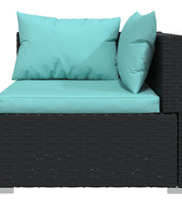 3-Sitzer-Sofa mit Auflagen Schwarz Poly Rattan