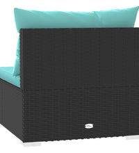 Garten-Mittelsofa mit Kissen Schwarz Poly Rattan