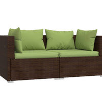 2-Sitzer-Sofa mit Kissen Braun Poly Rattan