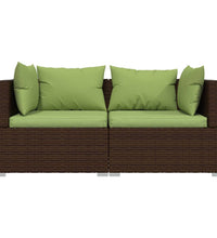 2-Sitzer-Sofa mit Kissen Braun Poly Rattan