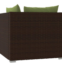 2-Sitzer-Sofa mit Kissen Braun Poly Rattan