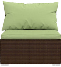 3-Sitzer-Sofa mit Kissen Braun Poly Rattan