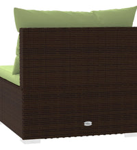 3-Sitzer-Sofa mit Kissen Braun Poly Rattan