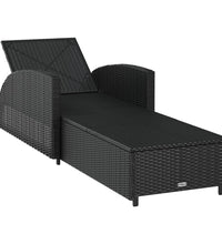 Sonnenliege mit Cremeweißer Auflage Poly Rattan Schwarz