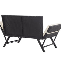 Gartenbank mit Kissen Schwarz 176 cm Poly Rattan