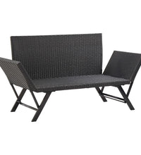 Gartenbank mit Kissen Schwarz 176 cm Poly Rattan