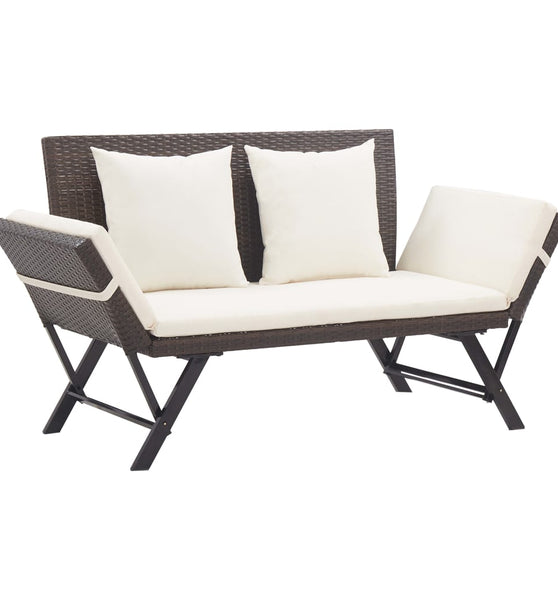 Gartenbank mit Kissen Braun 176 cm Poly Rattan