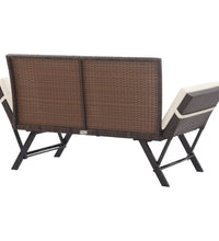 Gartenbank mit Kissen Braun 176 cm Poly Rattan