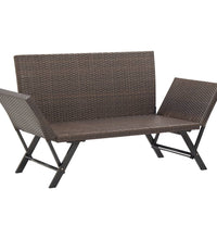 Gartenbank mit Kissen Braun 176 cm Poly Rattan