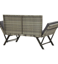 Gartenbank mit Kissen Grau 176 cm Poly Rattan