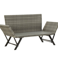 Gartenbank mit Kissen Grau 176 cm Poly Rattan