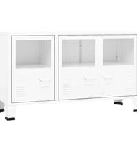 Industrial Sideboard Weiß 105x35x62 cm Metall und Glas