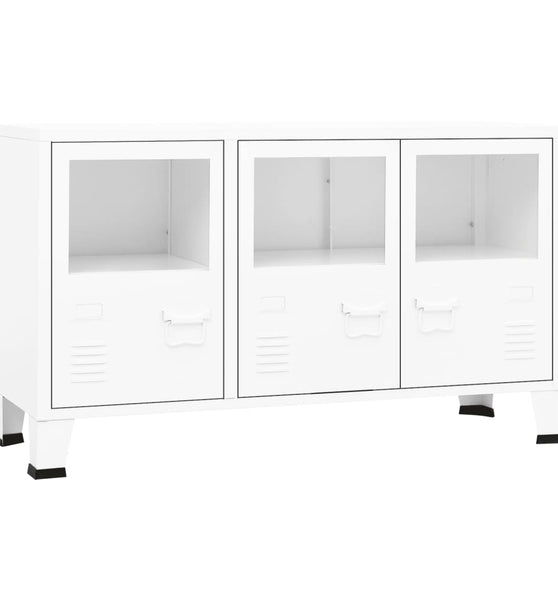 Industrial Sideboard Weiß 105x35x62 cm Metall und Glas