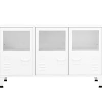 Industrial Sideboard Weiß 105x35x62 cm Metall und Glas