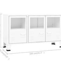 Industrial Sideboard Weiß 105x35x62 cm Metall und Glas