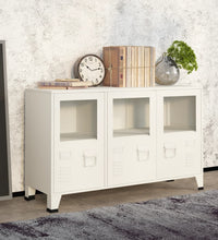 Industrial Sideboard Weiß 105x35x62 cm Metall und Glas