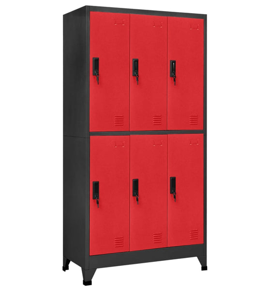 Schließfachschrank Anthrazit und Rot 90x45x180 cm Stahl