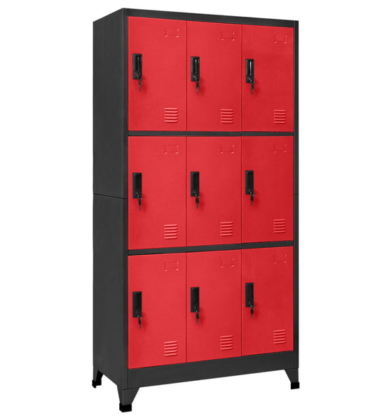 Schließfachschrank Anthrazit und Rot 90x45x180 cm Stahl