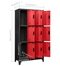 Schließfachschrank Anthrazit und Rot 90x45x180 cm Stahl