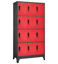 Schließfachschrank Anthrazit und Rot 90x45x180 cm Stahl