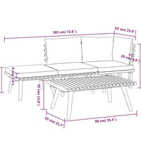 4-tlg. Garten-Lounge-Set mit Kissen Massivholz Akazie