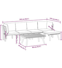 6-tlg. Garten-Lounge-Set mit Kissen Massivholz Akazie