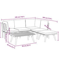 6-tlg. Garten-Lounge-Set mit Kissen Massivholz Akazie