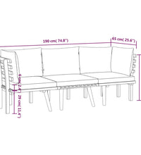 3-tlg. Garten-Lounge-Set mit Kissen Massivholz Akazie