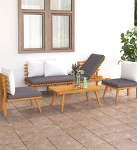 4-tlg. Garten-Lounge-Set mit Kissen Massivholz Akazie