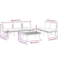 3-tlg. Garten-Lounge-Set mit Kissen Massivholz Akazie