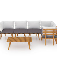 6-tlg. Garten-Lounge-Set mit Kissen Massivholz Akazie