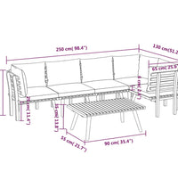 6-tlg. Garten-Lounge-Set mit Kissen Massivholz Akazie