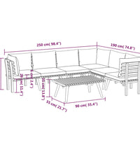 7-tlg. Garten-Lounge-Set mit Kissen Massivholz Akazie