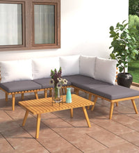 6-tlg. Garten-Lounge-Set mit Kissen Massivholz Akazie