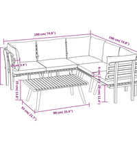 6-tlg. Garten-Lounge-Set mit Kissen Massivholz Akazie