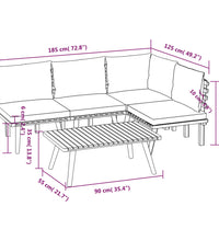 5-tlg. Garten-Lounge-Set mit Kissen Massivholz Akazie