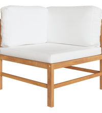 5-tlg. Garten-Lounge-Set mit Creme Kissen Massivholz Teak