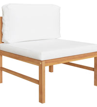 5-tlg. Garten-Lounge-Set mit Creme Kissen Massivholz Teak