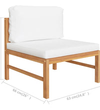 5-tlg. Garten-Lounge-Set mit Creme Kissen Massivholz Teak