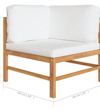 2-Sitzer-Gartensofa mit Creme Kissen Massivholz Teak