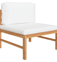 3-Sitzer-Gartensofa mit Creme Kissen Massivholz Teak