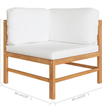 3-Sitzer-Gartensofa mit Creme Kissen Massivholz Teak