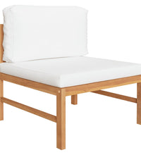 6-tlg. Garten-Lounge-Set mit Creme Kissen Massivholz Teak