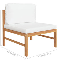 6-tlg. Garten-Lounge-Set mit Creme Kissen Massivholz Teak