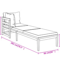 Sonnenliegen mit Dunkelgrauen Kissen 2 Stk. Akazienholz