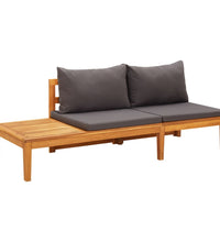 4-tlg. Garten-Lounge-Set mit Dunkelgrauen Kissen Akazienholz